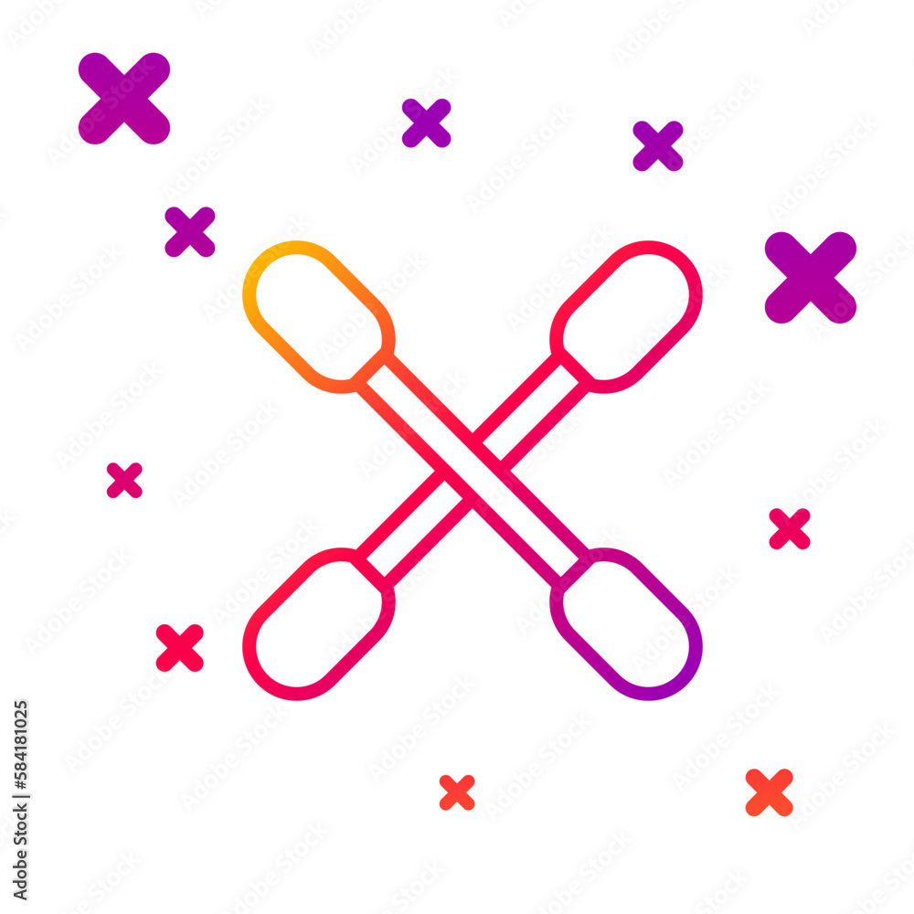 Poster color line cotton swab for ears icon isolated on white background. gradient random dynamic shapes. v