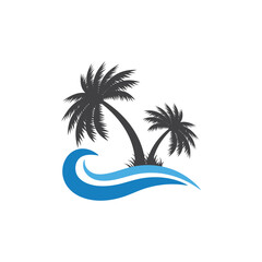 Fototapeta na wymiar palm beach logo design vector