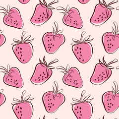 Strawberry abstract vector seamless pattern, fruit background, wallpaper, textile print, packaging.