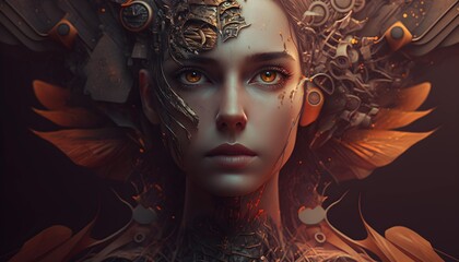 Beautiful AI girl. Generative AI.