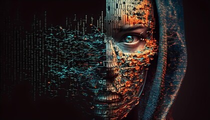 The Face of AI Hacker. Generative AI.