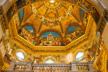 Fototapeta na wymiar LORETO, ITALY, JULY 5, 2022 - The frescoed interior of the Apse of the Shrine of the Holy House of Loreto, Italy