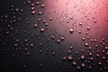 Blush Pink Metallic Drops On Black Background. Generative AI