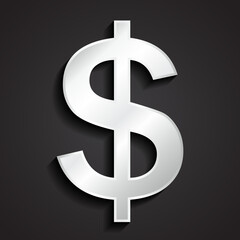 3d silver metal dollas symbol