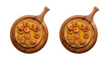Homemade almond cookies on a plate on transparent background