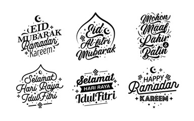 Eid mubarak and ramadan lettering collection