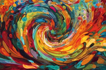 Gordijnen a colorful of swirling vortex. digital art illustration. generative AI. © Hatia