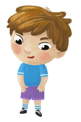 cartoon child kid boy taking off or putting on clothes by him self childhood illustration for children