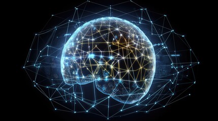 Cyber Security including a brain and a globe. Generative AI image
