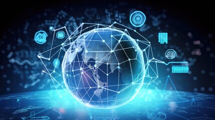 Fototapeta premium Cyber Security including a brain and a globe. Generative AI image