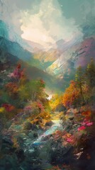 The raw beauty of nature, paintings of untouched landscapes, generative ai