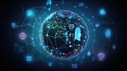 Obraz premium Cyber Security including a brain and a globe. Generative AI image