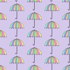Colorful umbrellas, seamless pattern. Vector illustration.