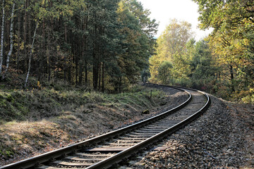 Left turning of the  railway in forest