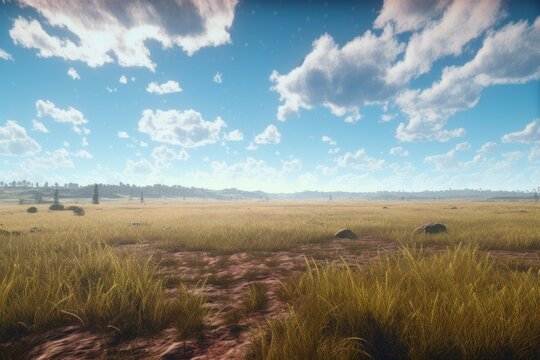 Beautiful Rural Plains Landscape on a Clear Day, Generative AI