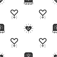 Set Calendar with 8 March, Feminism and on seamless pattern. Vector