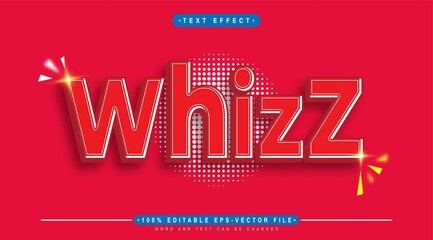 editable whizz text effect with red background.typhography logo