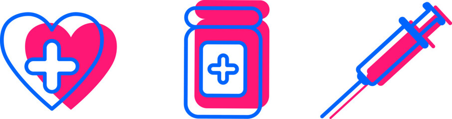 Obraz premium Minimalist Medical Vector Icon Set