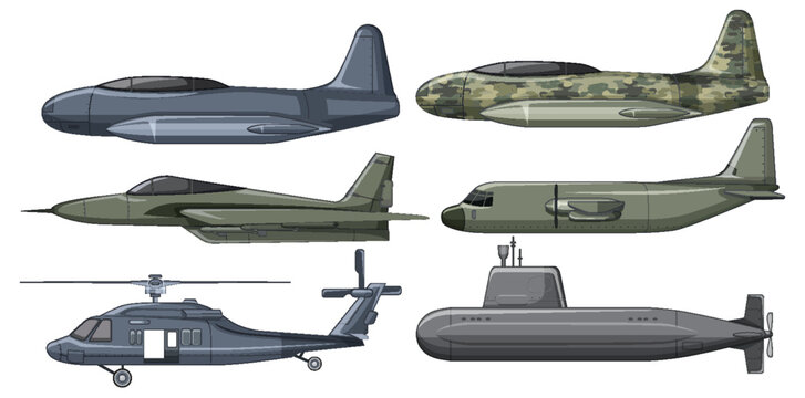Set of military aircraft