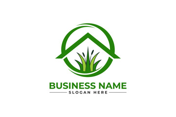 lawn care, grass trimming, landscape, grass, agriculture concept logo design