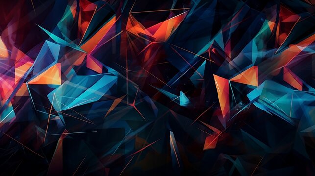 Futuristic Geometric Crystal Background with Shiny Triangle Facets © sania