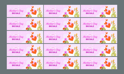 happy mother day big sale vector banner set flat design