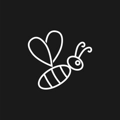  Bee icon simple sign isolated on black background