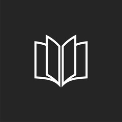 Book line icon  isolated on black 