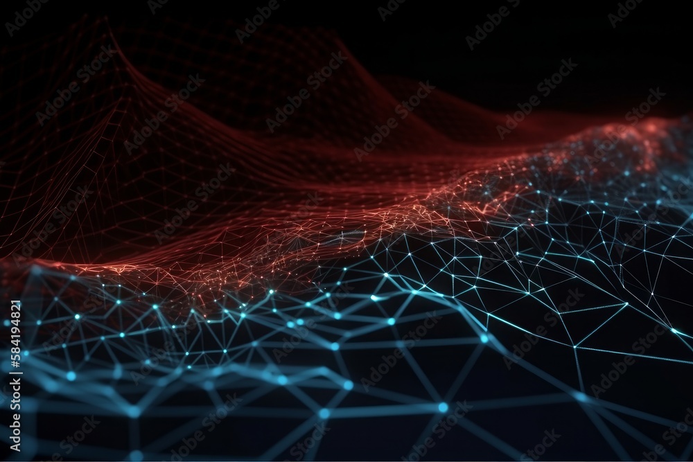 Poster Abstract lines and dots connect background. Illustration Generative AI