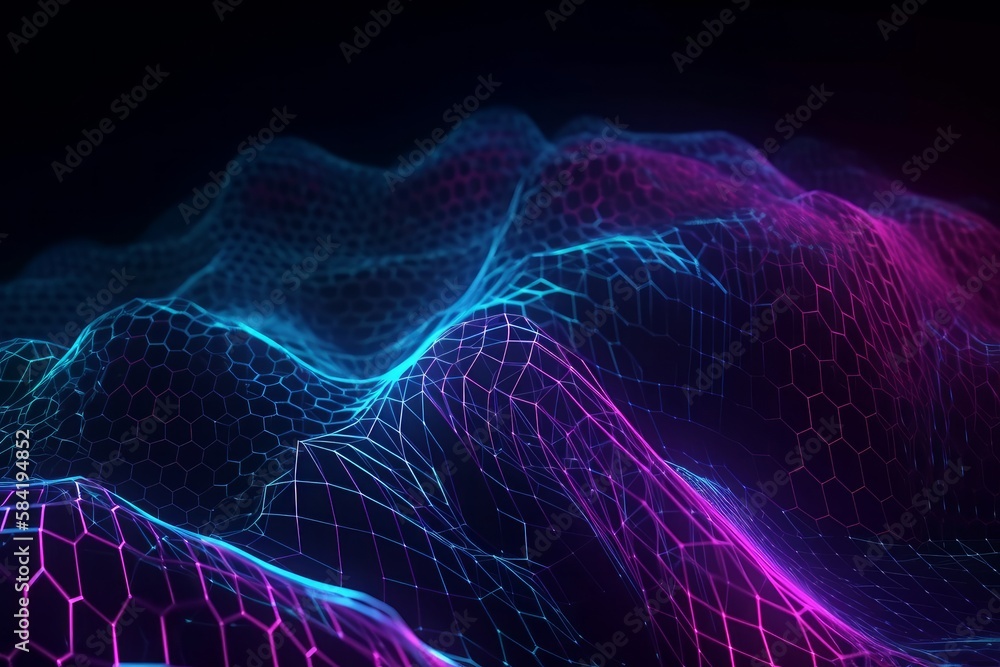 Poster Abstract lines and dots connect background. Illustration Generative AI
