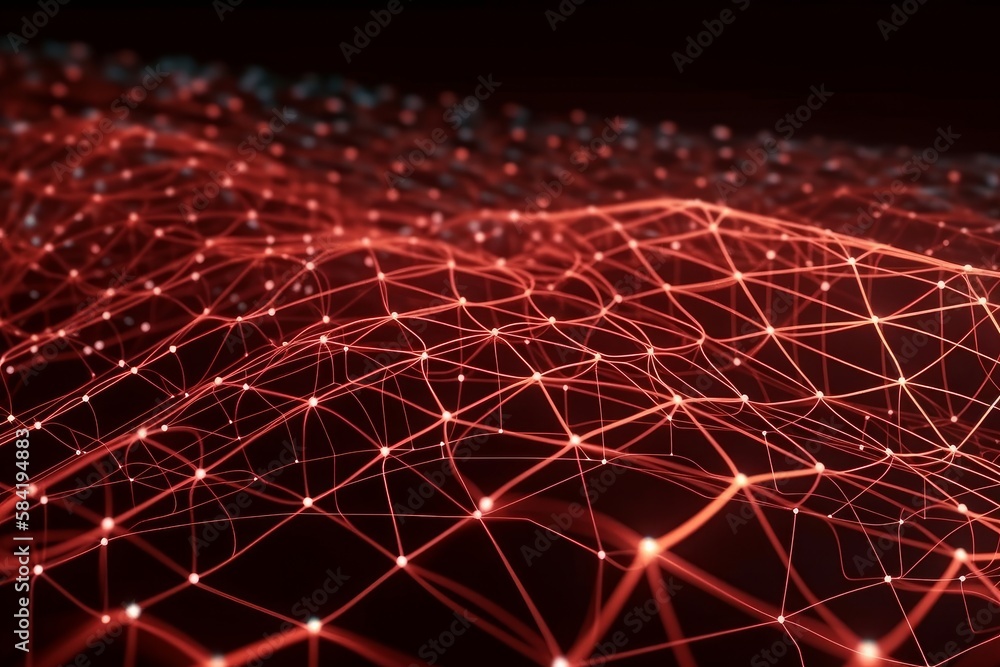 Poster Abstract lines and dots connect background. Illustration Generative AI