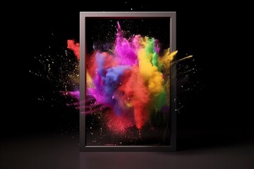 Abstract colorful smog with white frame for dust explosion wallpaper design. Generative ai