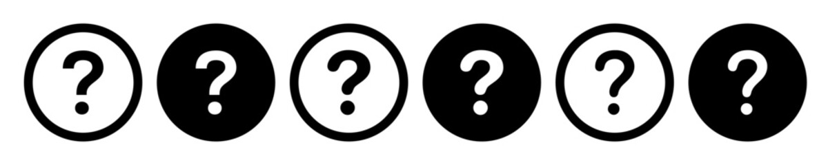 Question mark icon symbol in black color