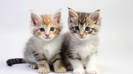 Beautiful cute kittens. A Portrait inquisitive little cats.