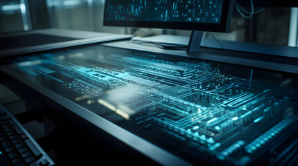 Laptop computer with digital document, managing files data, paperless workflow, data search, cloud technology