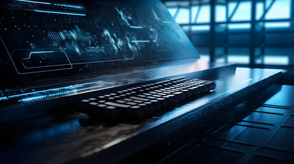 Laptop computer with digital document, managing files data, paperless workflow, data search, cloud technology