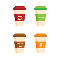 set of cups cofee Delicious coee paper cup icon Drink vector illustration design
