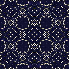 Abstract simple geometric vector seamless pattern with gold line texture on dark background 