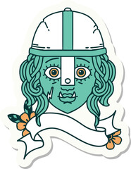 orc fighter character face sticker