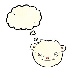 cartoon polar bear head with thought bubble