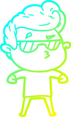cold gradient line drawing cartoon cool guy