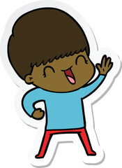 Obraz premium sticker of a happy cartoon boy