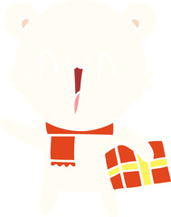 happy polar bear flat color style cartoon