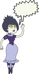 speech bubble cartoon vampire girl waving