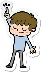 sticker of a cartoon happy boy