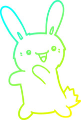 cold gradient line drawing cartoon rabbit