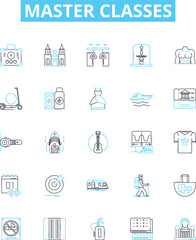 Master Classes vector line icons set. Masters, Classes, Learning, Instruction, Education, Course, Program illustration outline concept symbols and signs