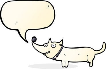 cartoon happy dog with speech bubble