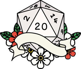 natural twenty D20 dice roll illustration