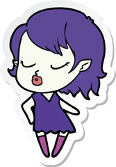 sticker of a cute cartoon vampire girl